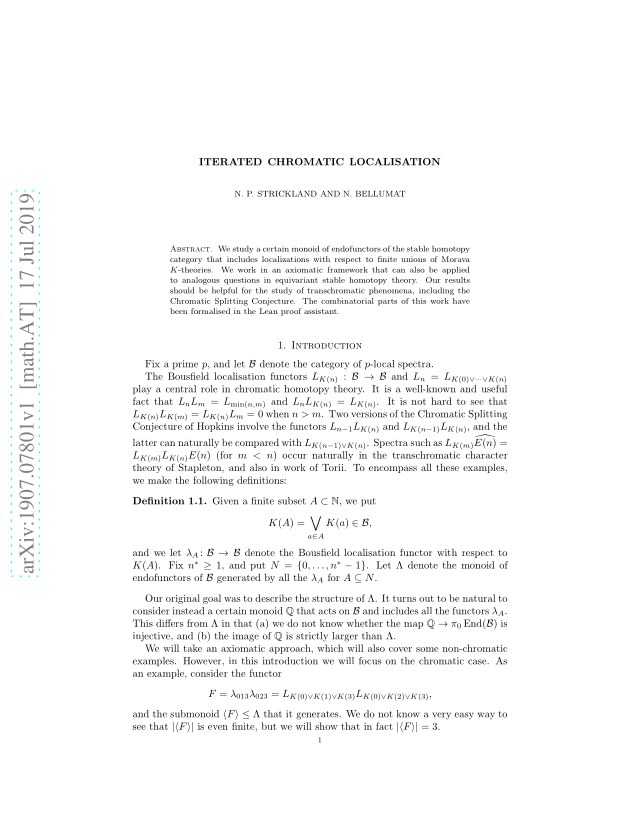 First page of Iterated chromatic localisation