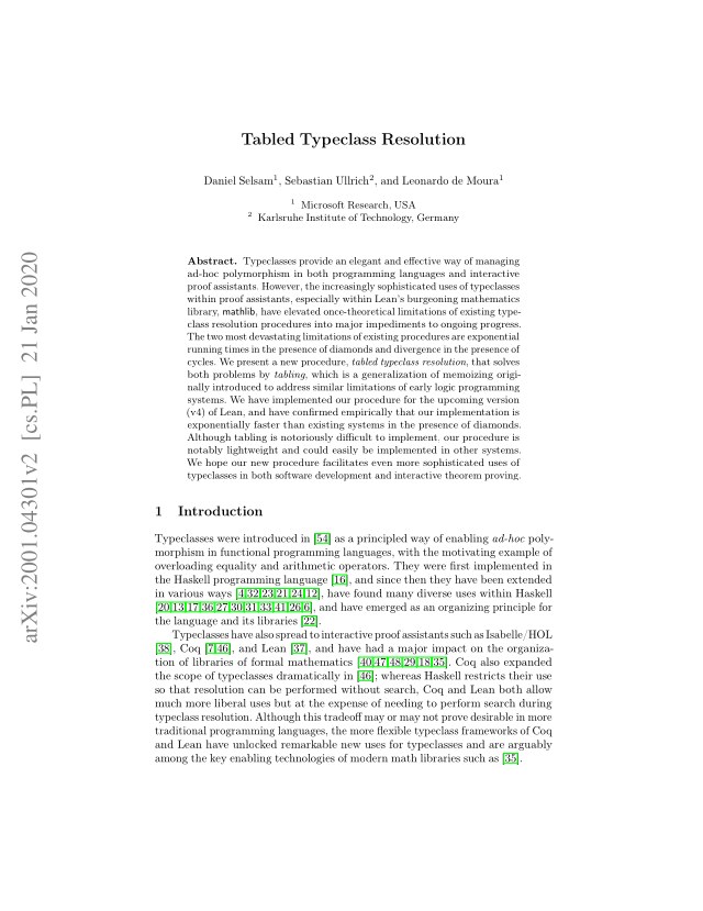 First page of Tabled Typeclass Resolution