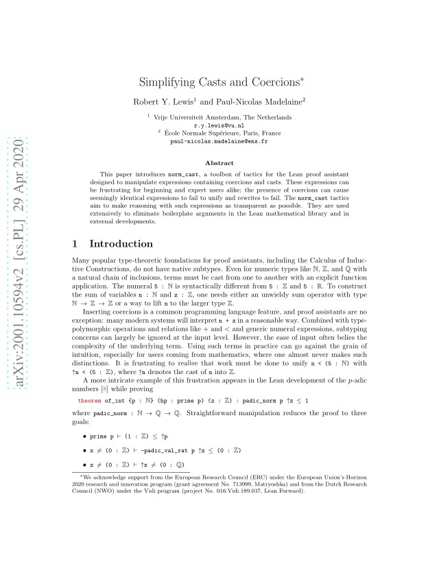 First page of Simplifying Casts and Coercions