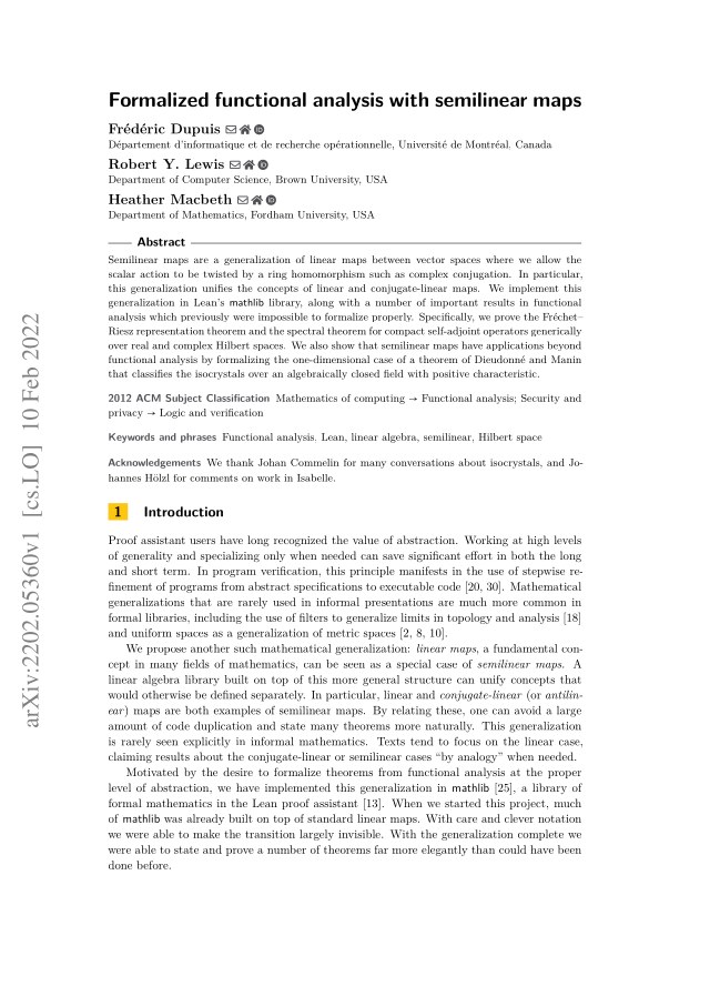 First page of Formalized functional analysis with semilinear maps