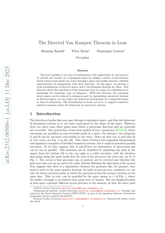 First page of The Directed Van Kampen Theorem in Lean