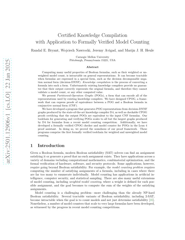 First page of Certified Knowledge Compilation with Application to Formally Verified Model Counting