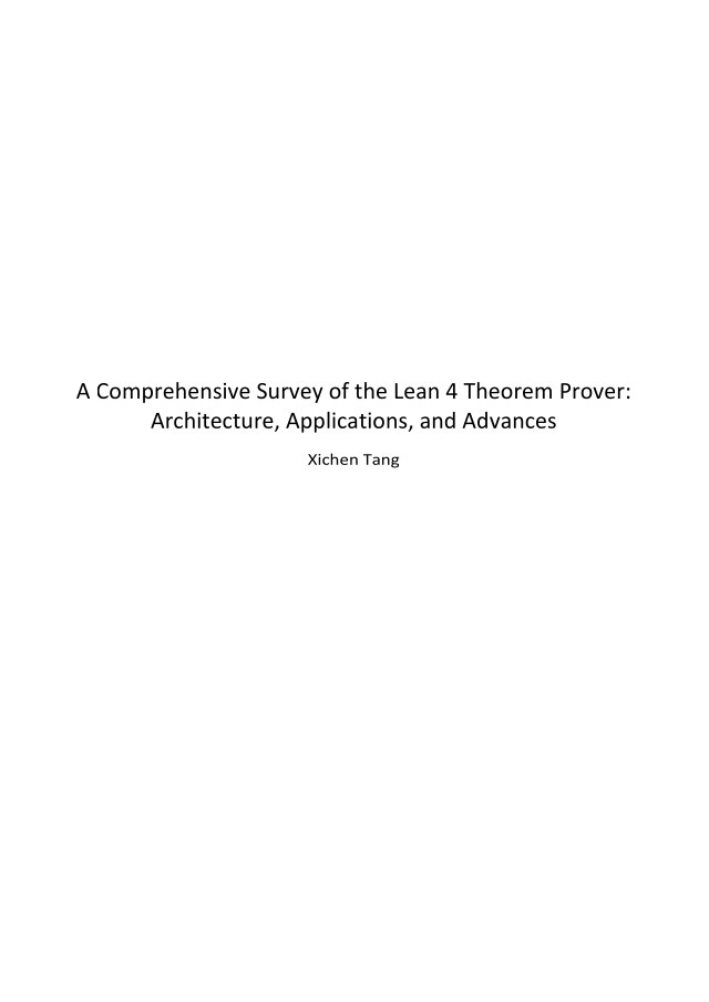 First page of A Comprehensive Survey of the Lean 4 Theorem Prover: Architecture, Applications, and Advances