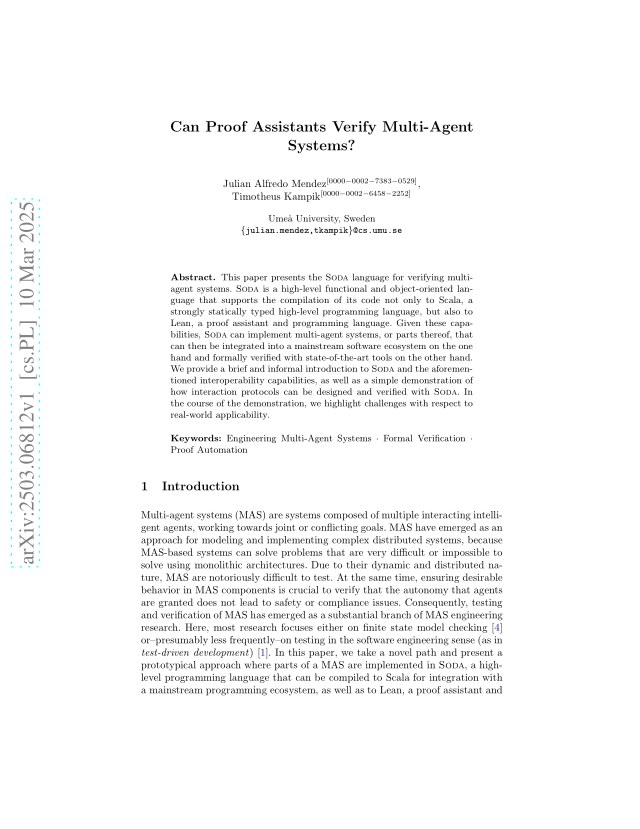 First page of Can Proof Assistants Verify Multi-Agent Systems?
