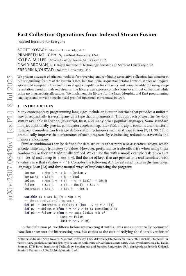 First page of Fast Collection Operations from Indexed Stream Fusion