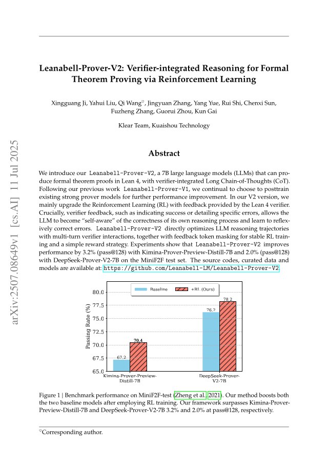 First page of Leanabell-Prover-V2: Verifier-integrated Reasoning for Formal Theorem Proving via Reinforcement Learning