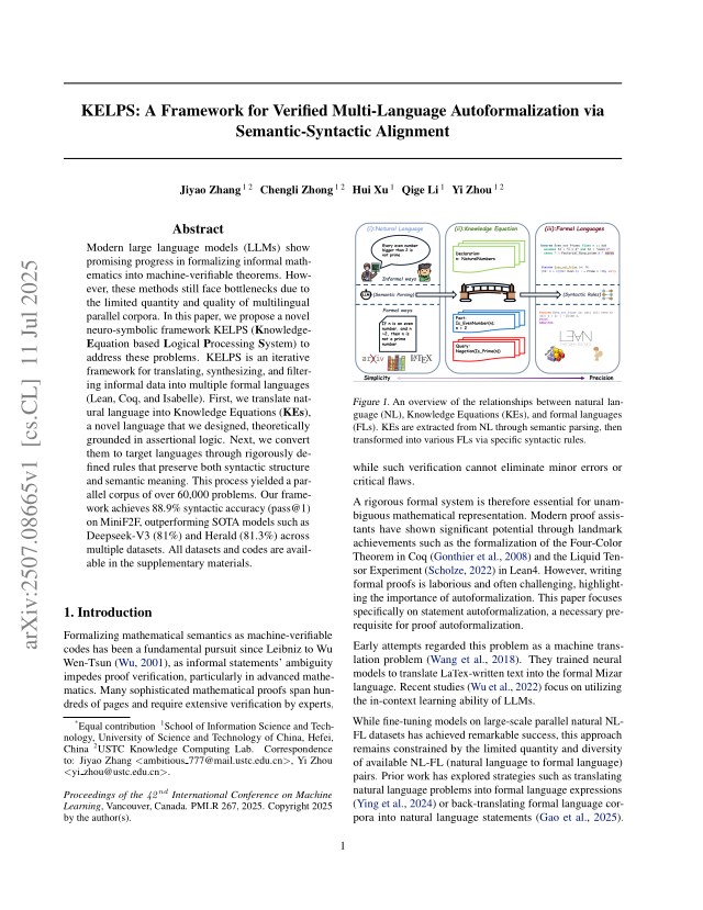 First page of KELPS: A Framework for Verified Multi-Language Autoformalization via Semantic-Syntactic Alignment