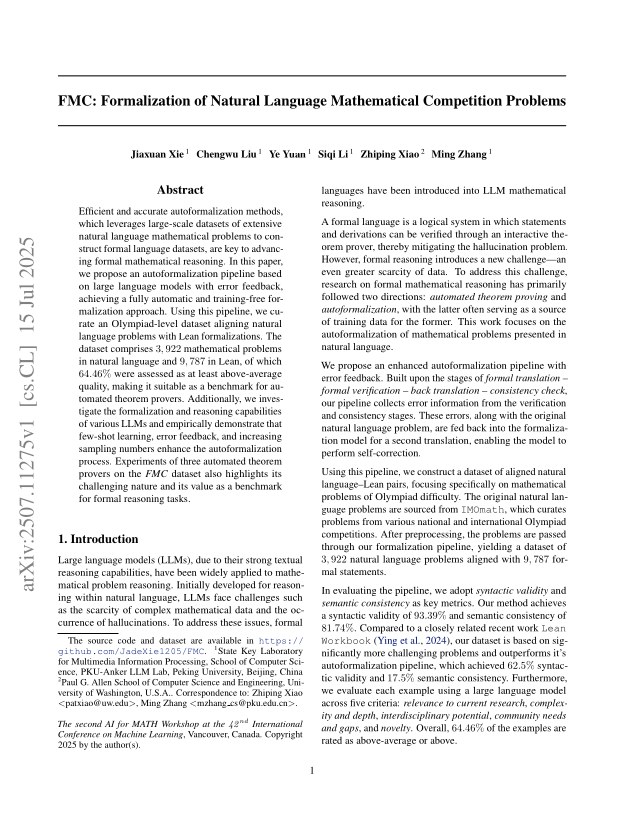 First page of FMC: Formalization of Natural Language Mathematical Competition Problems