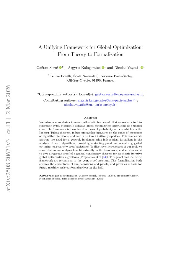 First page of A Unifying Framework for Global Optimization: From Theory to Formalization