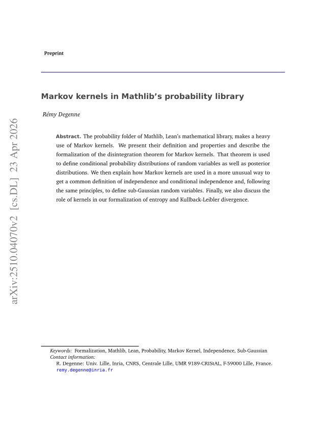 First page of Markov kernels in Mathlib's probability library