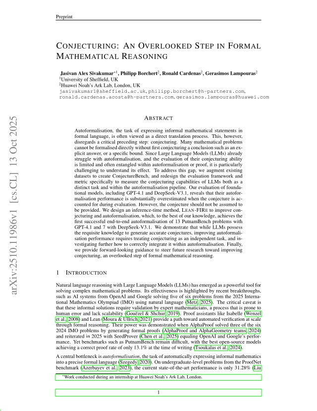 First page of Conjecturing: An Overlooked Step in Formal Mathematical Reasoning