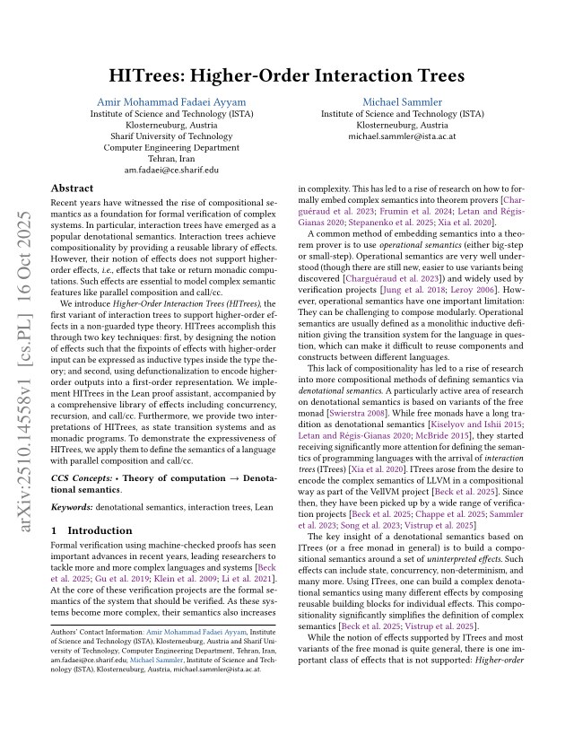 First page of HITrees: Higher-Order Interaction Trees