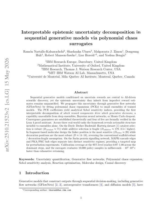 First page of Interpretable epistemic uncertainty decomposition in sequential generative models via polynomial chaos surrogates