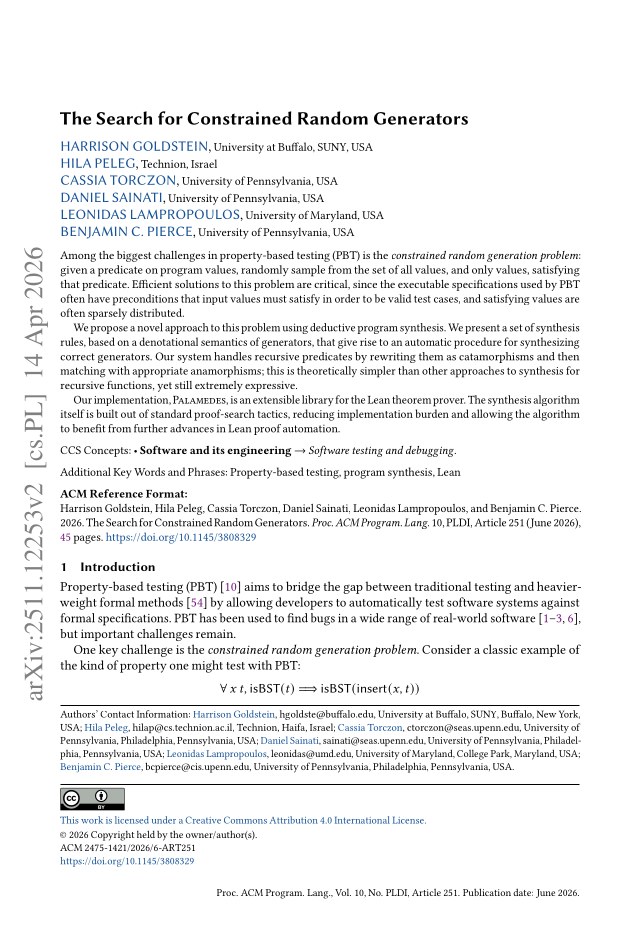 First page of The Search for Constrained Random Generators