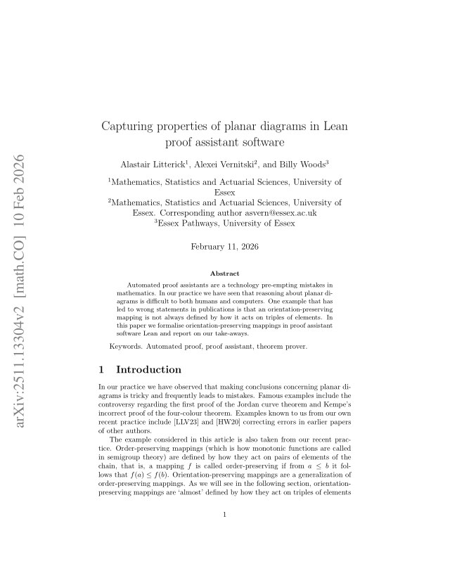 First page of Capturing properties of planar diagrams in Lean proof assistant software