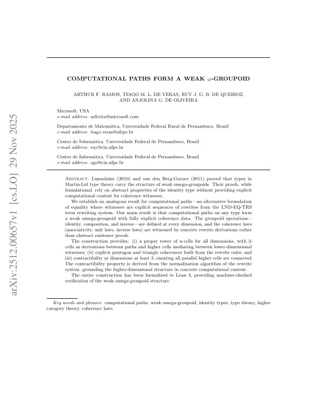 First page of Computational Paths Form a Weak ω-Groupoid