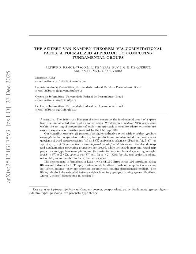 First page of The Seifert-van Kampen Theorem via Computational Paths: A Formalized Approach to Computing Fundamental Groups