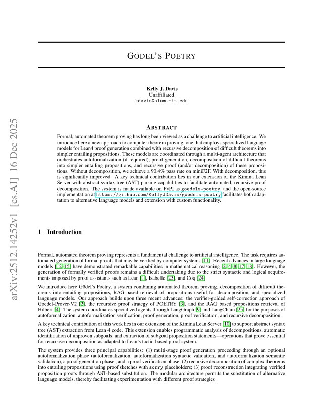 First page of Gödel's Poetry