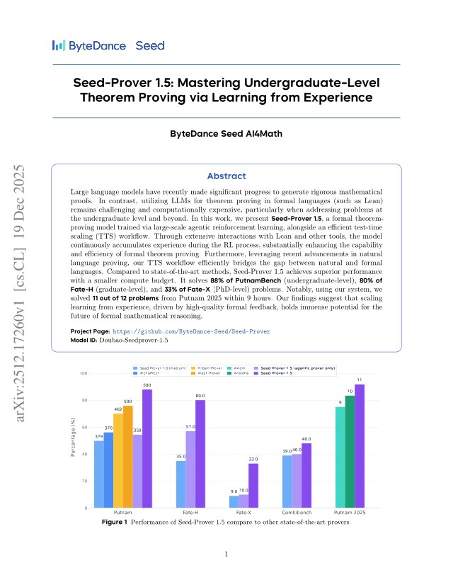 First page of Seed-Prover 1.5: Mastering Undergraduate-Level Theorem Proving via Learning from Experience
