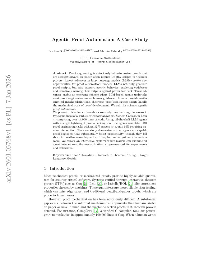 First page of Agentic Proof Automation: A Case Study