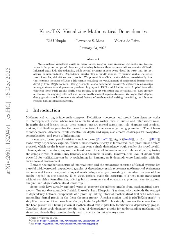 First page of KnowTeX: Visualizing Mathematical Dependencies
