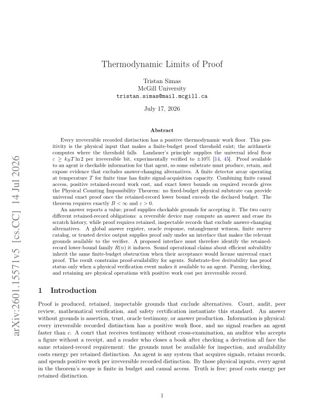 First page of Thermodynamic Limits of Proof