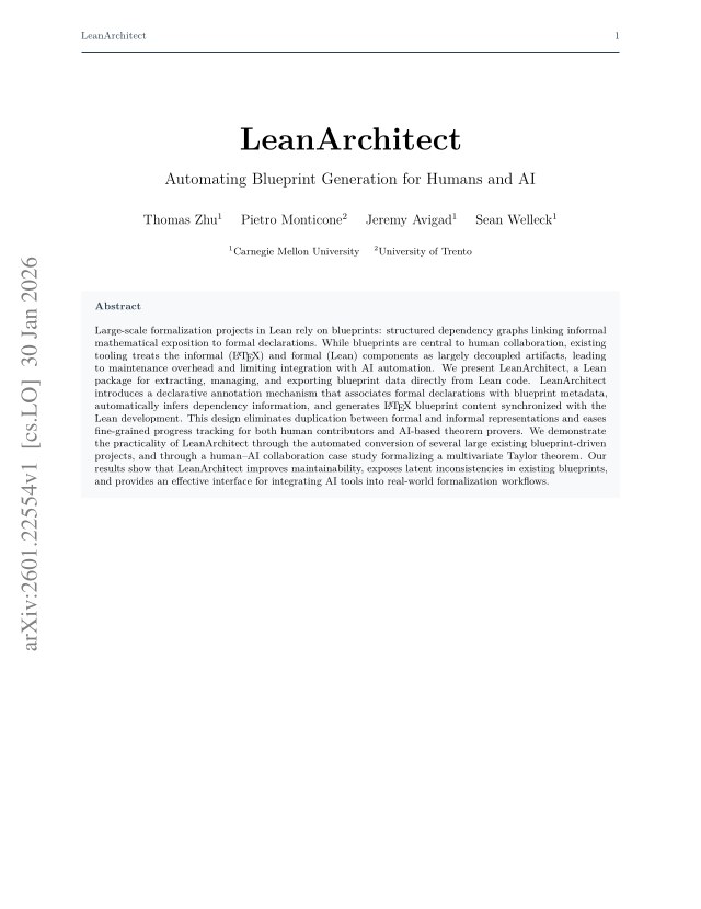 First page of LeanArchitect: Automating Blueprint Generation for Humans and AI