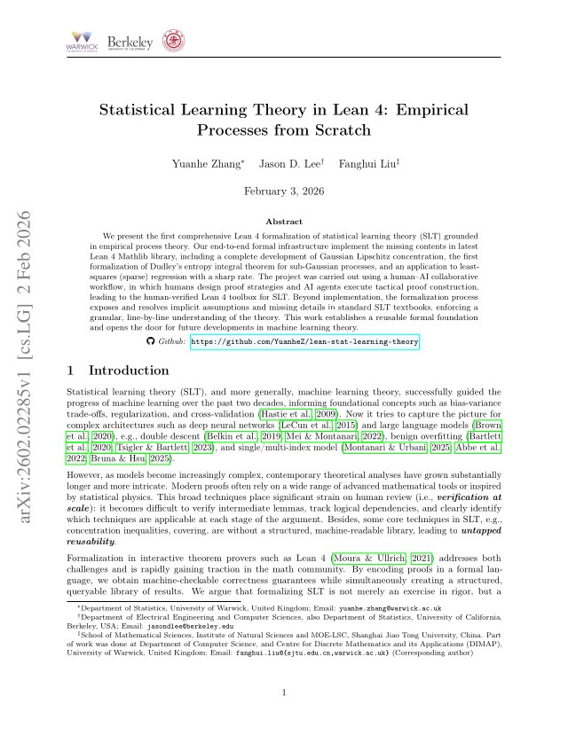 First page of Statistical Learning Theory in Lean 4: Empirical Processes from Scratch