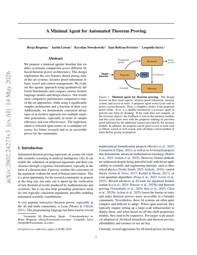 First page of A Minimal Agent for Automated Theorem Proving