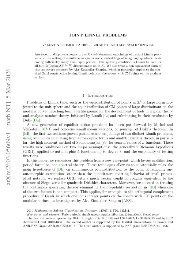 First page of Joint Linnik problems