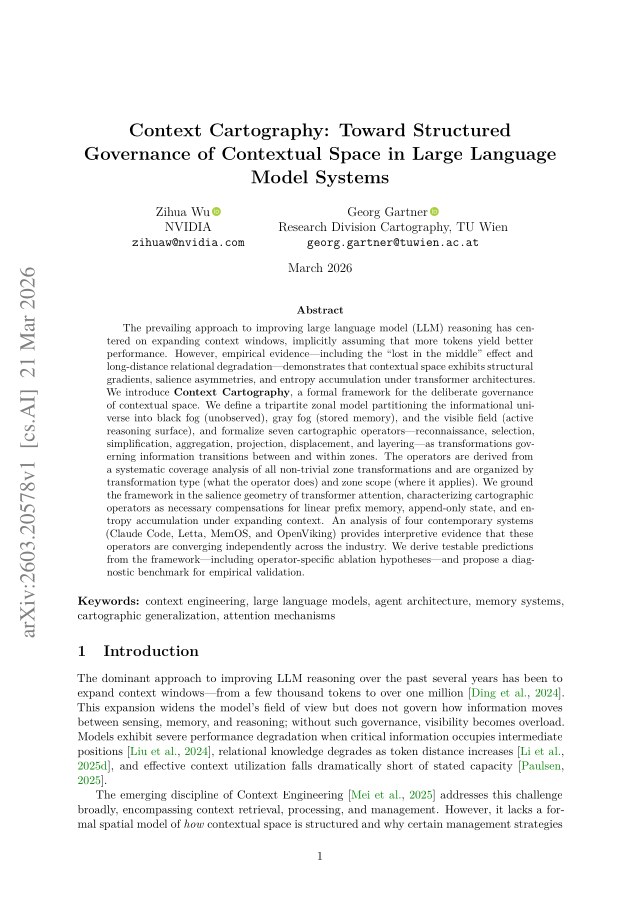 First page of Context Cartography: Toward Structured Governance of Contextual Space in Large Language Model Systems