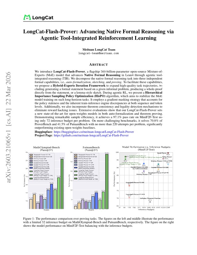 First page of LongCat-Flash-Prover: Advancing Native Formal Reasoning via Agentic Tool-Integrated Reinforcement Learning