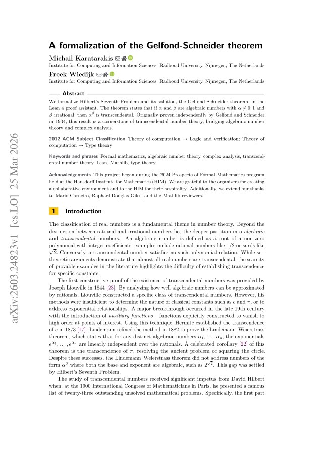 First page of A formalization of the Gelfond-Schneider theorem