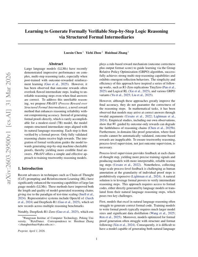 First page of Learning to Generate Formally Verifiable Step-by-Step Logic Reasoning via Structured Formal Intermediaries