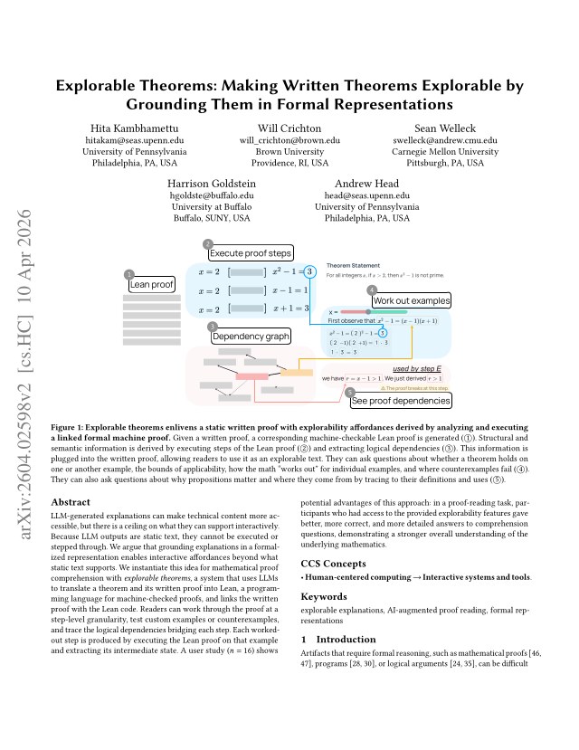 First page of Explorable Theorems: Making Written Theorems Explorable by Grounding Them in Formal Representations