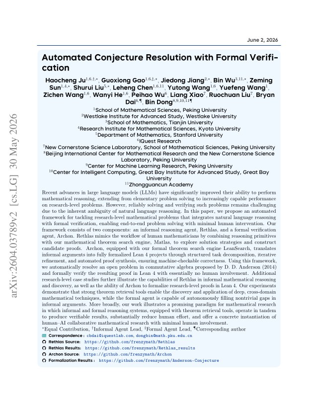 First page of Automated Conjecture Resolution with Formal Verification