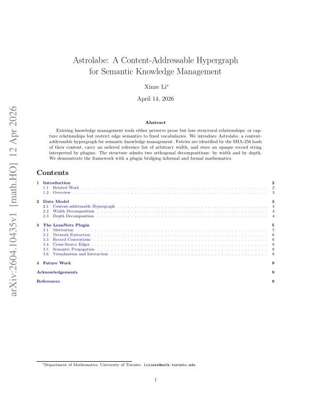 First page of Astrolabe: A Content-Addressable Hypergraph for Semantic Knowledge Management