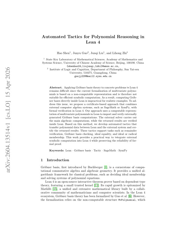 First page of Automated Tactics for Polynomial Reasoning in Lean 4