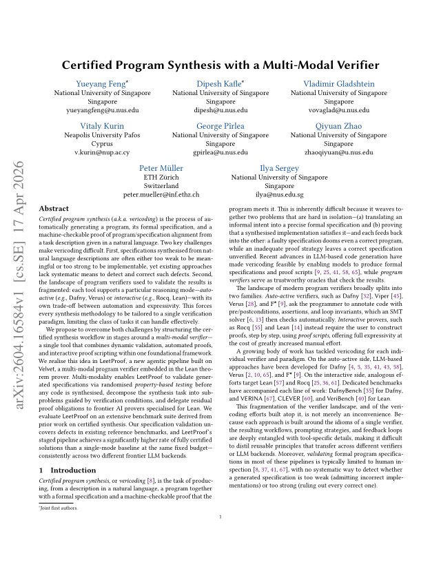 First page of Certified Program Synthesis with a Multi-Modal Verifier