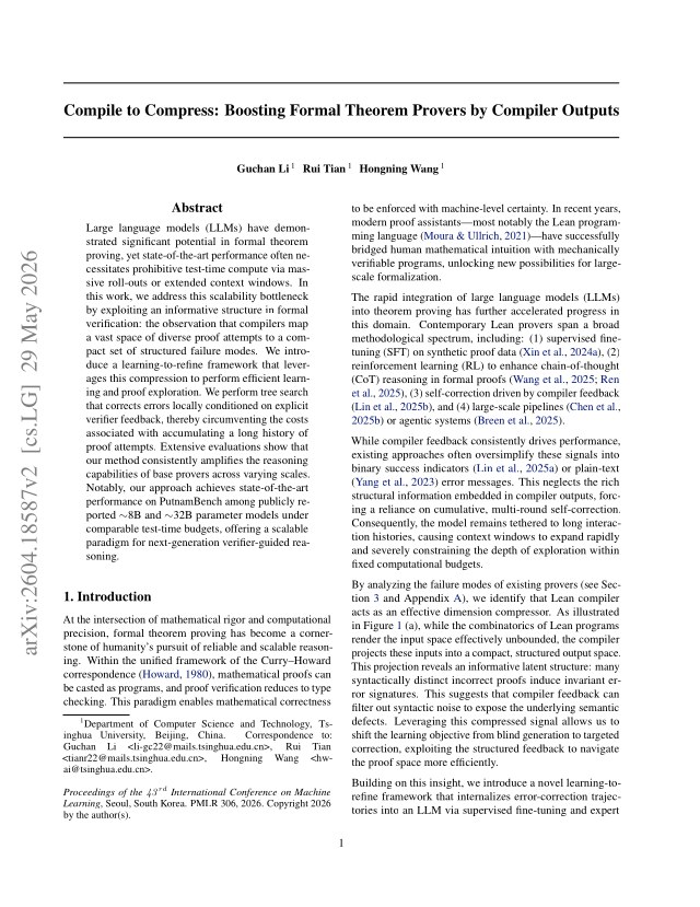 First page of Compile to Compress: Boosting Formal Theorem Provers by Compiler Outputs