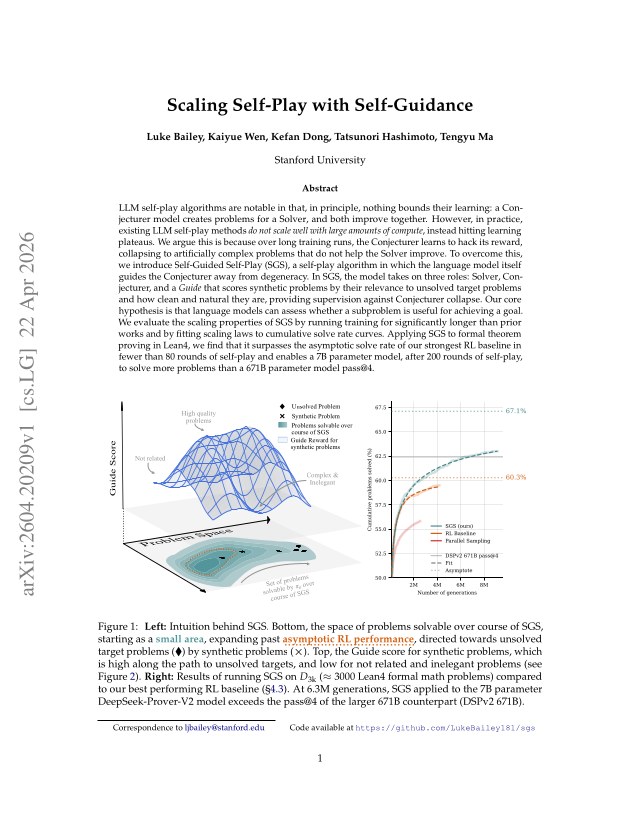 First page of Scaling Self-Play with Self-Guidance