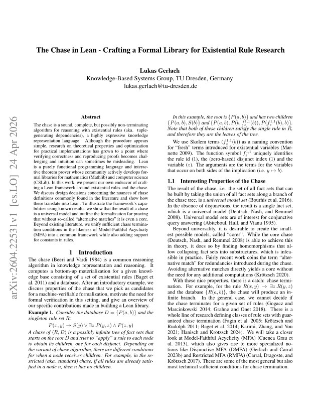 First page of The Chase in Lean -- Crafting a Formal Library for Existential Rule Research