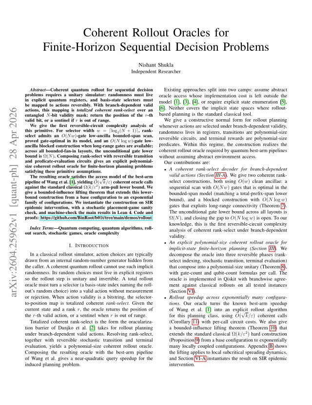 First page of Coherent Rollout Oracles for Finite-Horizon Sequential Decision Problems