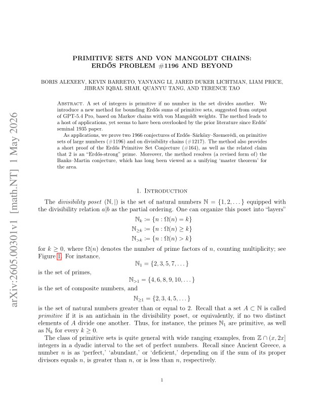 First page of Primitive sets and von Mangoldt chains: Erdős Problem #1196 and beyond