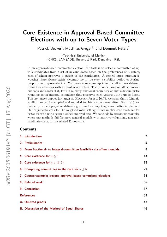 First page of Core Existence in Approval-Based Committee Elections with up to Seven Voter Types