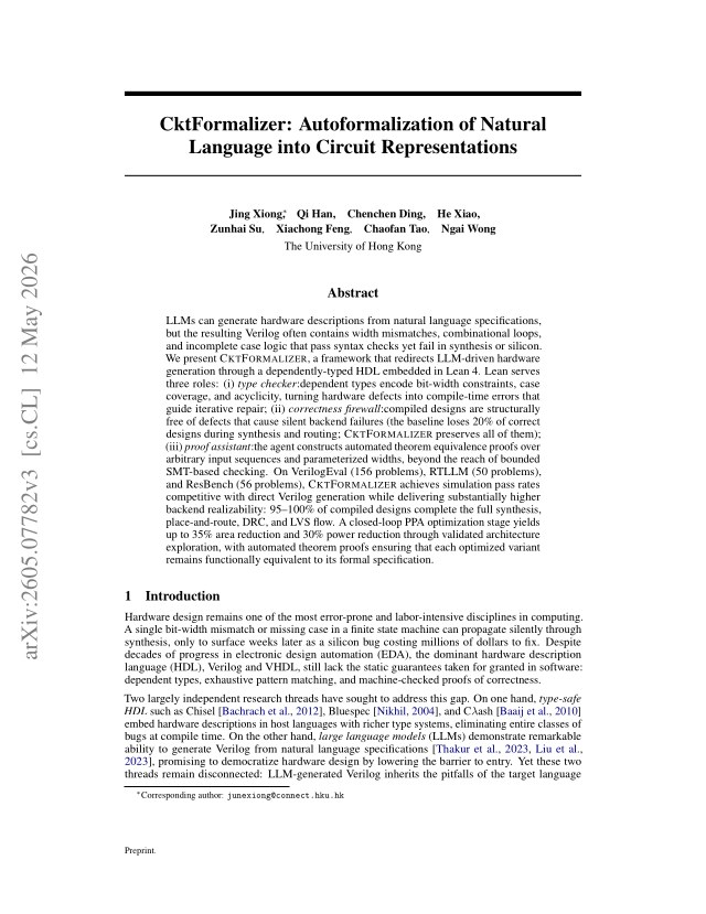 First page of CktFormalizer: Autoformalization of Natural Language into Circuit Representations