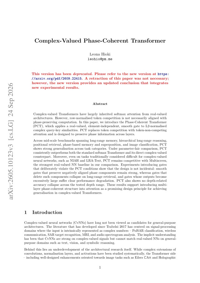 First page of Complex-Valued Phase-Coherent Transformer