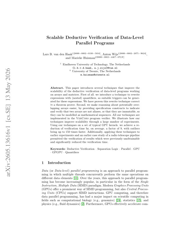 First page of Scalable Deductive Verification of Data-Level Parallel Programs