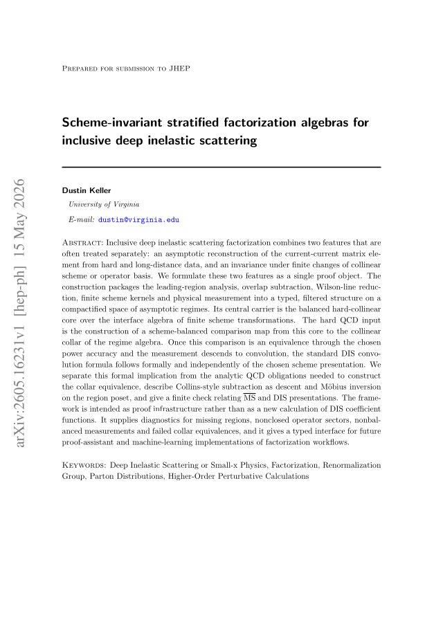 First page of Scheme-invariant stratified factorization algebras for inclusive deep inelastic scattering