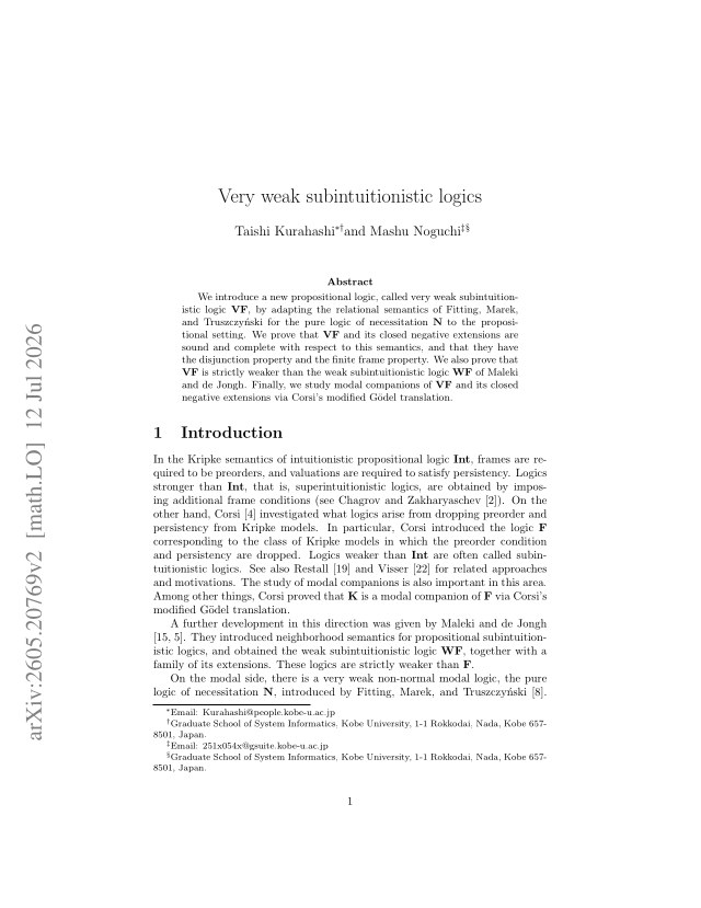 First page of Very weak subintuitionistic logics